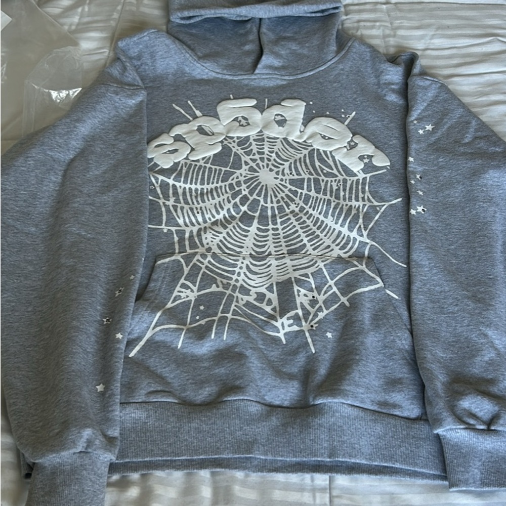 Men's Gray Spider Web Hoodie Size - M (like large)